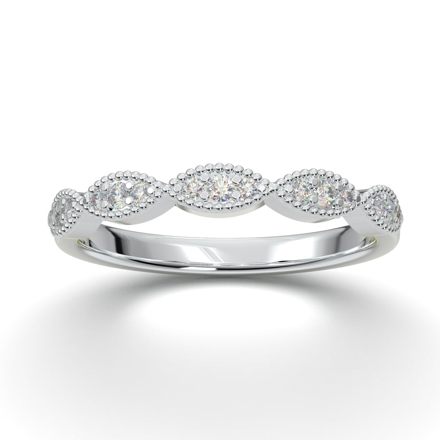Home Try On--White Gold Vintage Marquise Stackable Band