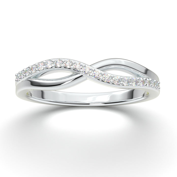 White Gold Twist Half Diamond Wedding Band