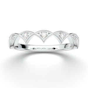 White Gold Vintage Pointed Crown Wedding Band