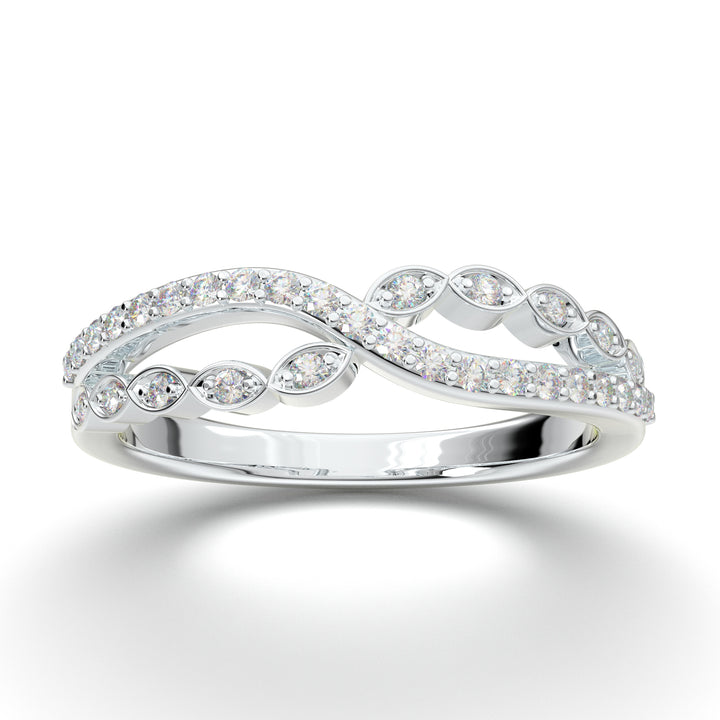 White Gold Twisted Diamond Stackable Wedding Band