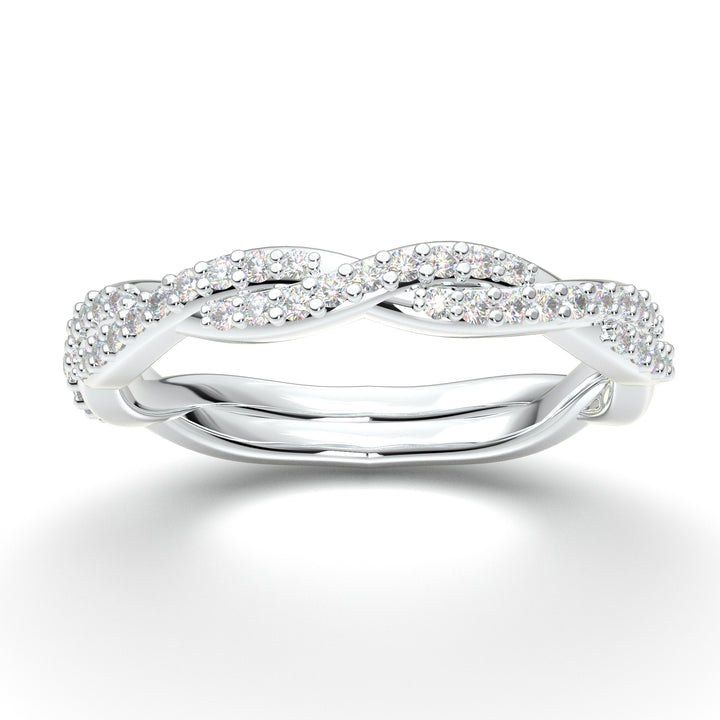 White Gold Infinity Thin Twist Diamond Band