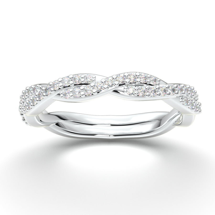 Home Try On--White Gold Infinity Thin Twist Diamond Band