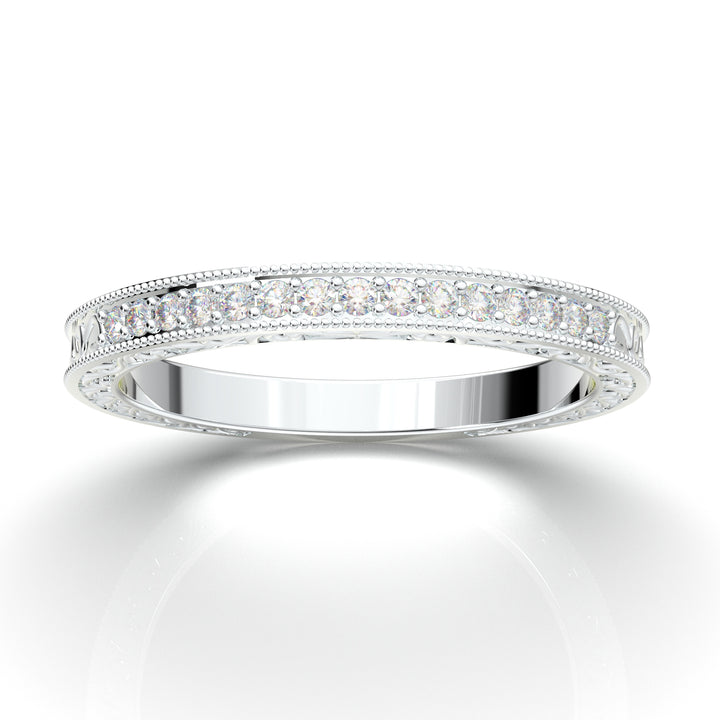 White Gold Vintage Filigree Band