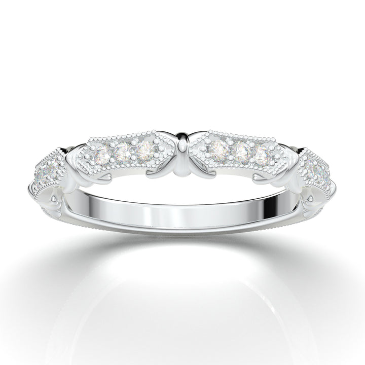 White Gold Vintage Filigree Bar Band