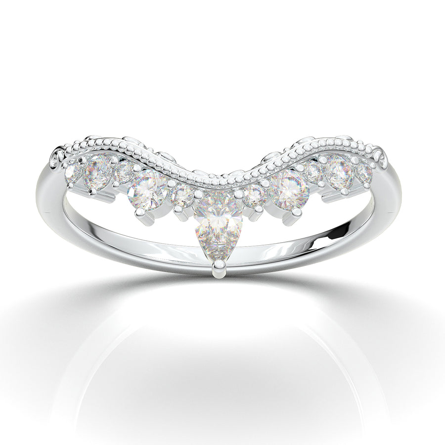Home Try On--White Gold Contour Filigree Wedding Band