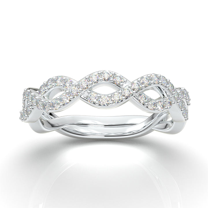 White Gold Infinity Shared Prong Full Diamond Band