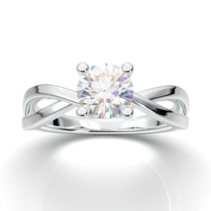 White Gold Twisted Solitaire Ring