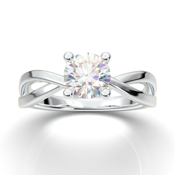 White Gold Twisted Solitaire Ring