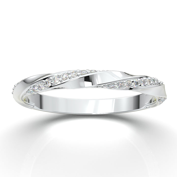 White Gold Twisted Alternating Diamond Band