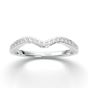 Home Try On--White Gold Curved Delicate Wedding Band