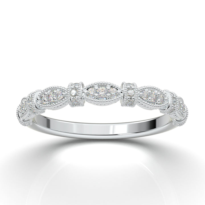 White Gold Vintage Marquise Bar Band