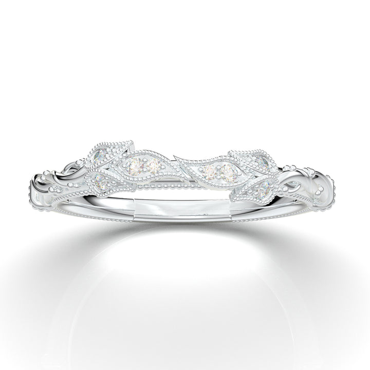 White Gold Floral Vine Wedding Band