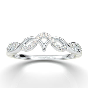 White Gold Infinity Twist Pointed Band