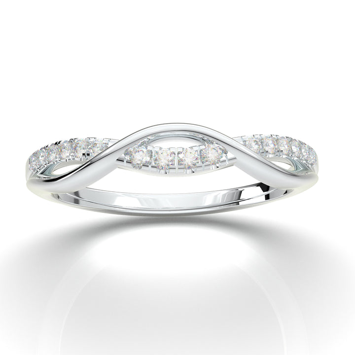 White Gold Twisted Half Diamond Band