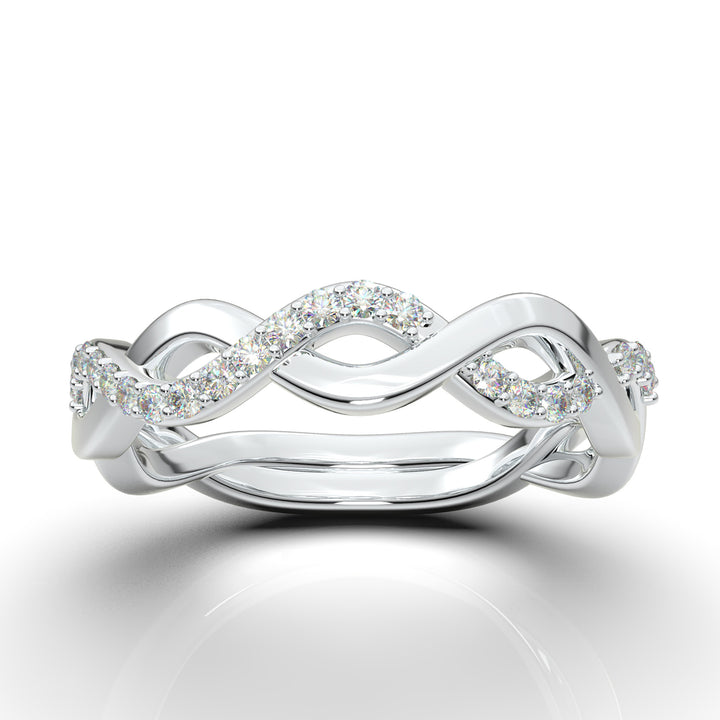 White Gold Infinity Shared Prong Half Diamond Band