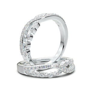 Home Try On--White Gold Twisted Diamond Stackable Wedding Band