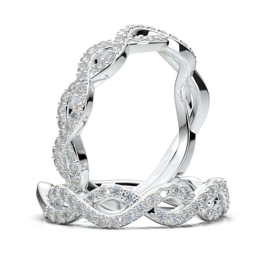 Home Try On--White Gold Infinity Shared Prong Full Diamond Band