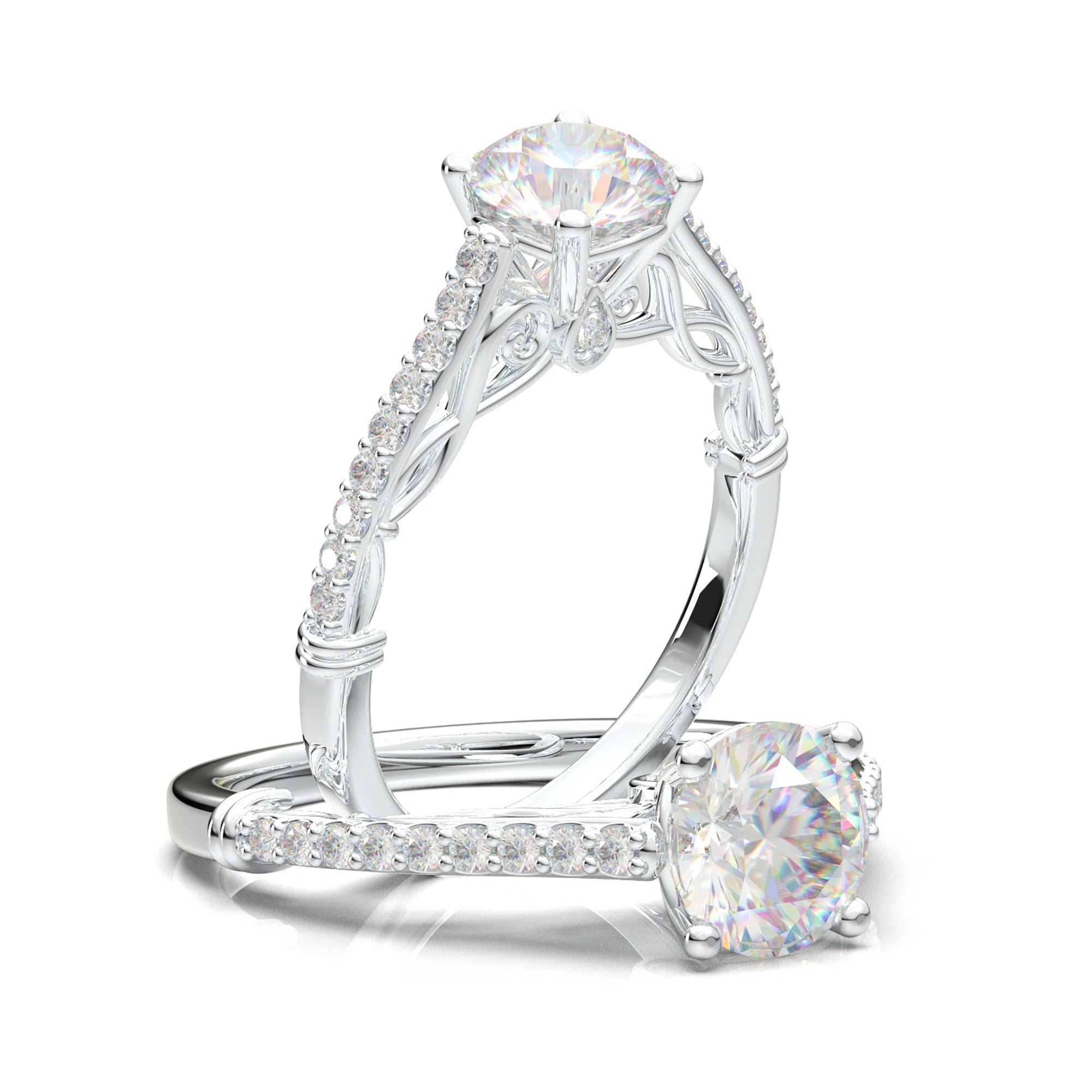 White Gold Vintage Filigree Infinity Ring - Main Image