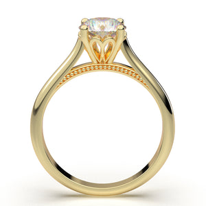 Yellow Gold Solitaire Bead Ring