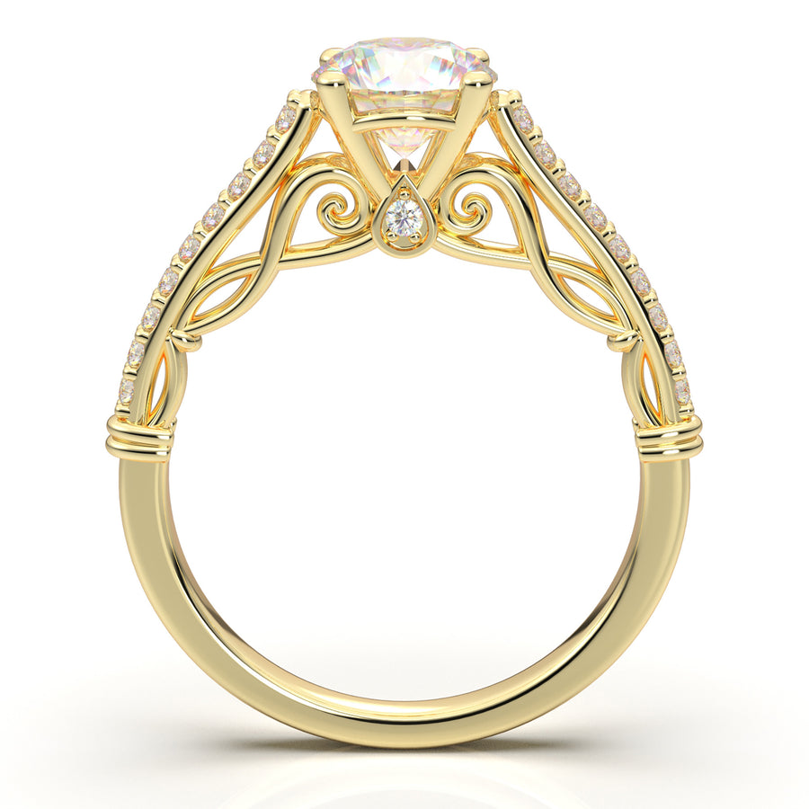 Home Try On--Yellow Gold Vintage Filigree Infinity Ring