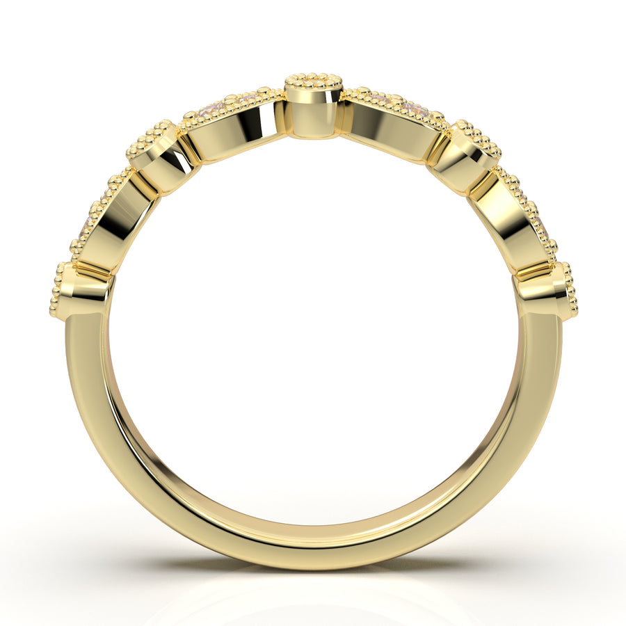 Yellow Gold Vintage Pear Bezel Stackable Band