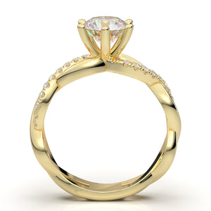 Yellow Gold Twisted Infinity Half Diamond Ring