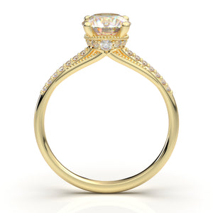 Home Try On--Yellow Gold Dainty Vintage Milgrain Ring