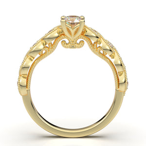 Home Try On--Yellow Gold Floral Milgrain Twist Infinity Ring