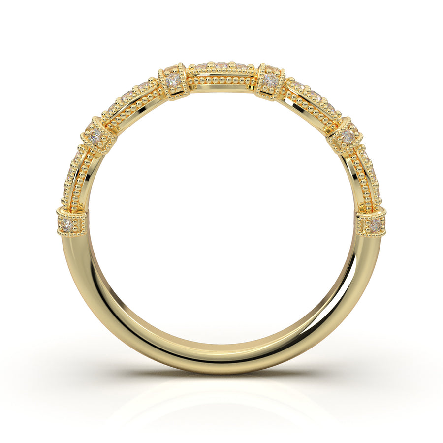 Yellow Gold Vintage Marquise Bar Band