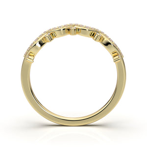 Yellow Gold Twisted Curved Wedding Band