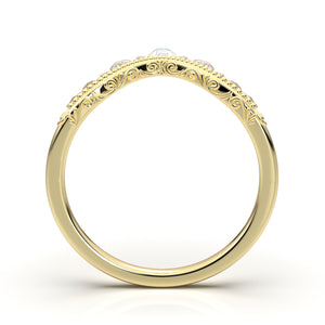 Home Try On--Yellow Gold Contour Filigree Wedding Band