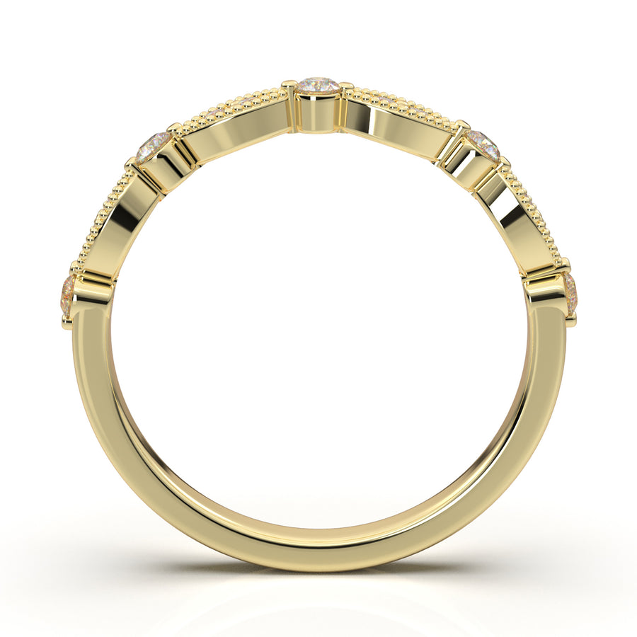 Home Try On--Yellow Gold Vintage Stackable Prong Band