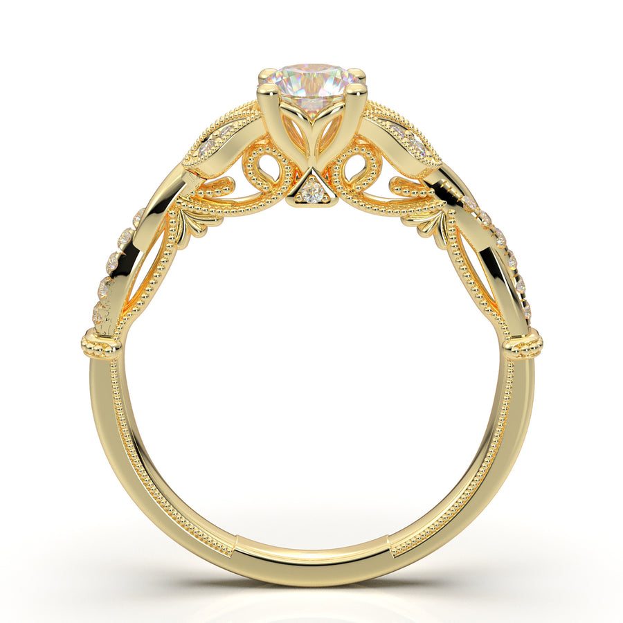 Home Try On--Yellow Gold Floral Infinity Twist Ring