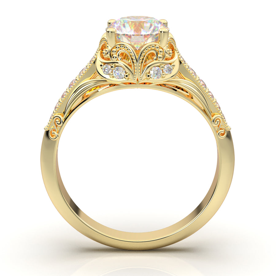 Yellow Gold Vintage Floral Signet Ring