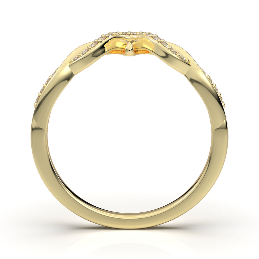 Yellow Gold Infinity Twist Pointed Band