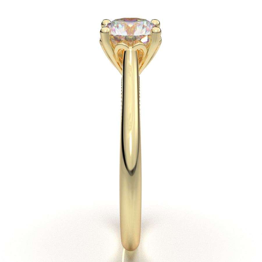 Home Try On--Yellow Gold Solitaire Bead Ring