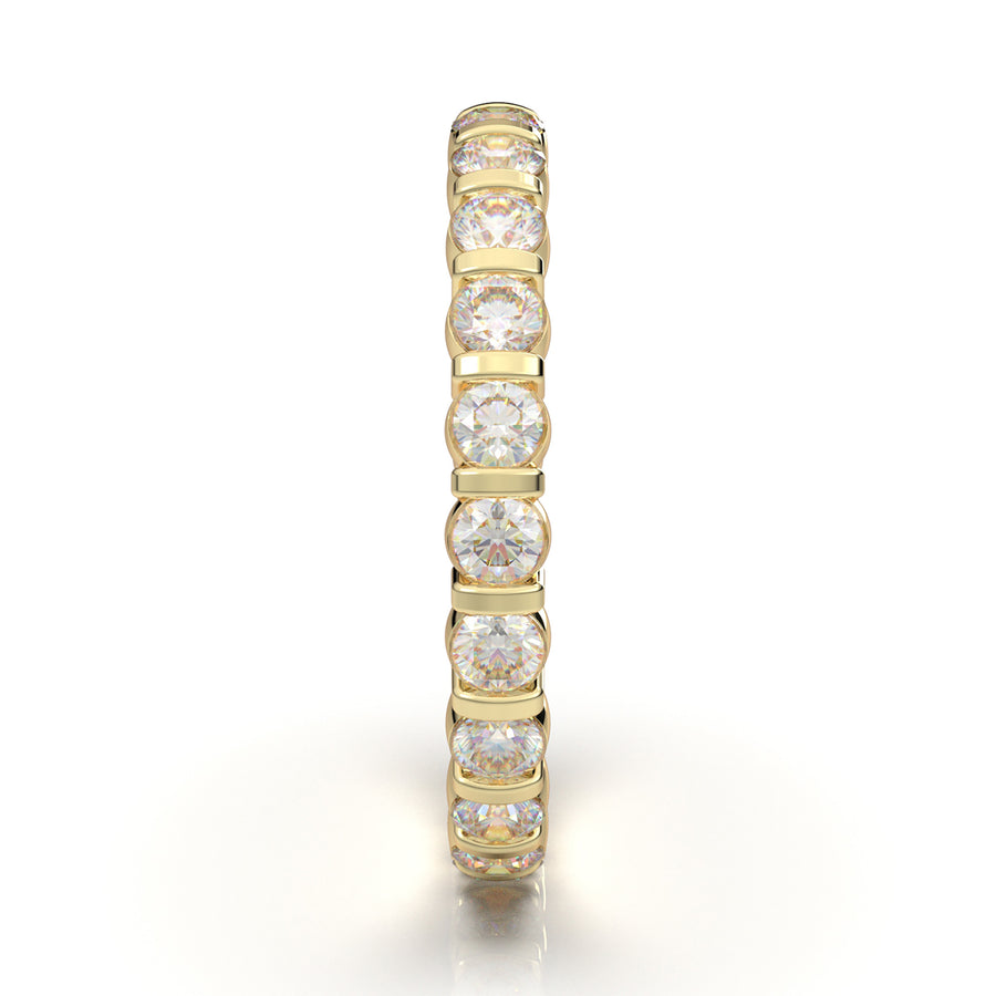 Home Try On--Yellow Gold Eternity Band Bar Set 1.5 Carat