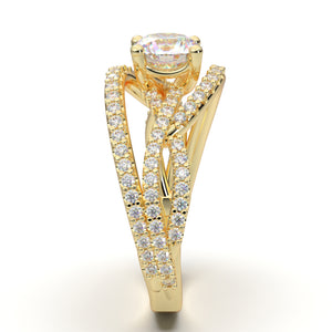 Home Try On--Yellow Gold Twisted Weave Diamond Ring