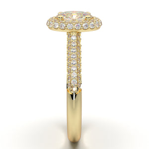 Home Try On--Yellow Gold Pave Oval Halo Ring