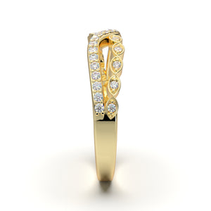 Home Try On--Yellow Gold Twisted Diamond Stackable Wedding Band