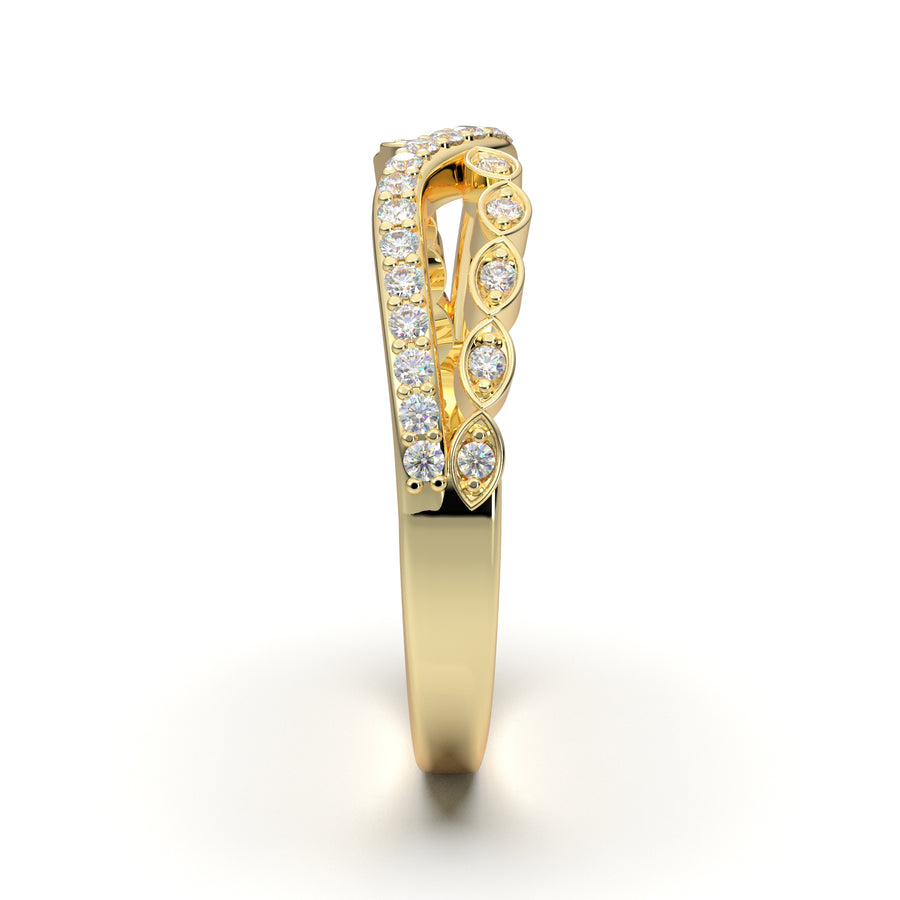 Home Try On--Yellow Gold Twisted Diamond Stackable Wedding Band