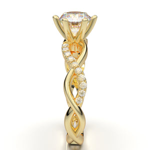 Home Try On – Yellow Gold Twisted Infinity Half Diamond Ring