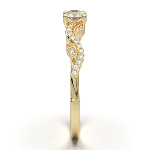 Home Try On--Yellow Gold Floral Filigree Petal Ring