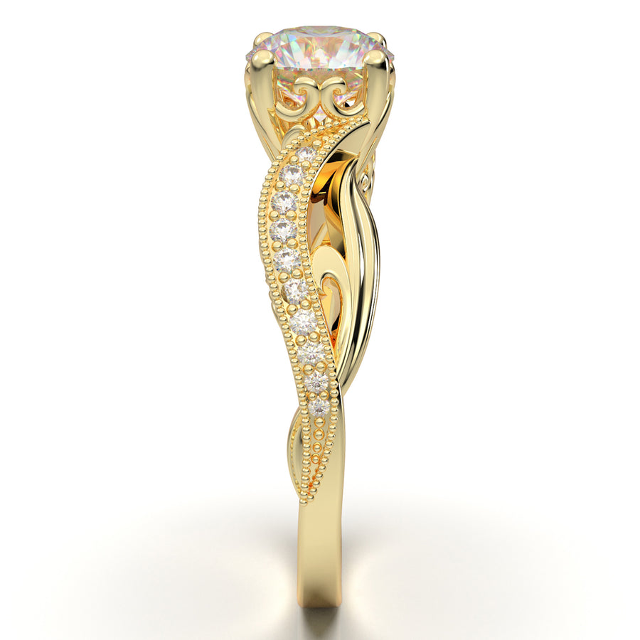 Home Try On--Yellow Gold Floral Vintage Filigree Ring