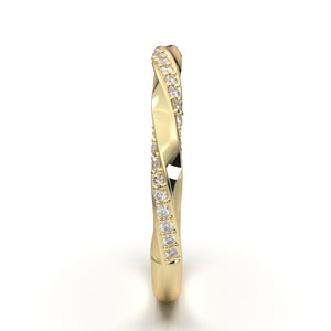 Home Try On--Yellow Gold Twisted Alternating Diamond Band