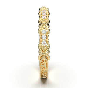Home Try On--Yellow Gold Vintage Filigree Bar Band