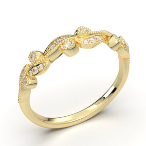 Yellow Gold Floral Vintage Wedding Band