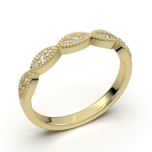 Yellow Gold Vintage Marquise Stackable Band