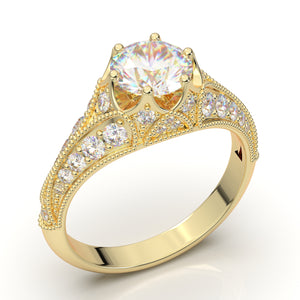 Yellow Gold Vintage Crown Signet Ring