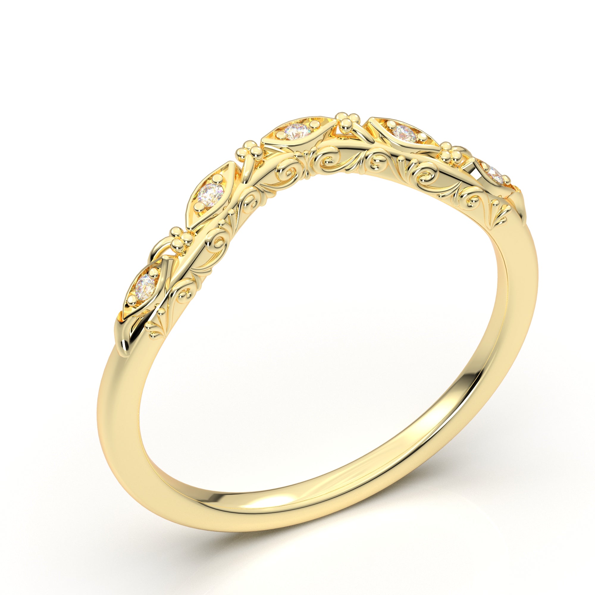 Curved Wedding Band Yellow Gold | Try at Home Before You Buy